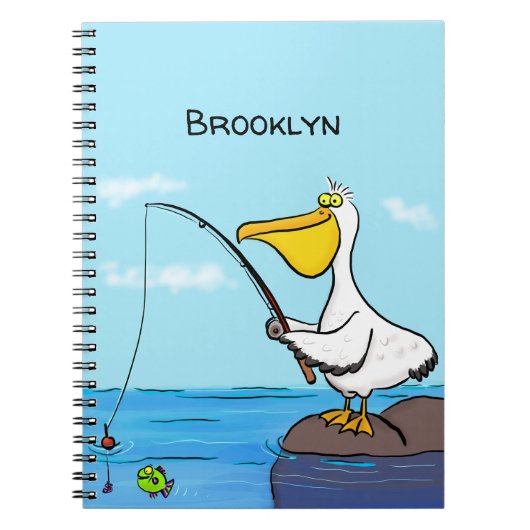 Funny Fish Pelican Cartoon Notizblock (Vorderseite)