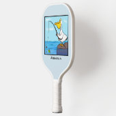 Funny Fish Pelican Cartoon Pickleball Schläger (Links)