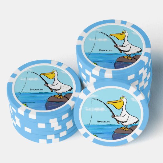Funny Fish Pelican Cartoon Pokerchips (Stapel)