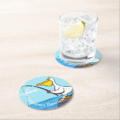 Funny Fish Pelican Cartoon Runder Pappuntersetzer (Vor Ort)