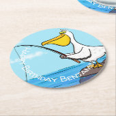 Funny Fish Pelican Cartoon Runder Pappuntersetzer (Angewinkelt)