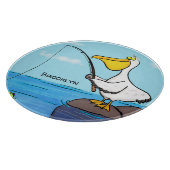 Funny Fish Pelican Cartoon Schneidebrett (Ecke)