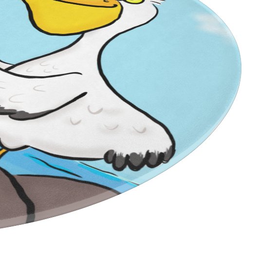 Funny Fish Pelican Cartoon Schneidebrett (Ecke)