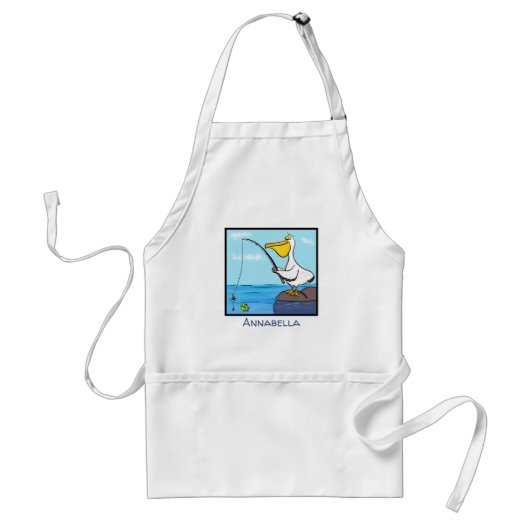 Funny Fish Pelican Cartoon Schürze (Vorne)