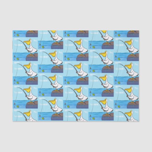 Funny Fish Pelican Cartoon Seidenpapier (Vorderseite)