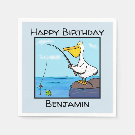 Funny Fish Pelican Cartoon Serviette (Vorderseite)