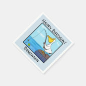 Funny Fish Pelican Cartoon Serviette (Ecke)