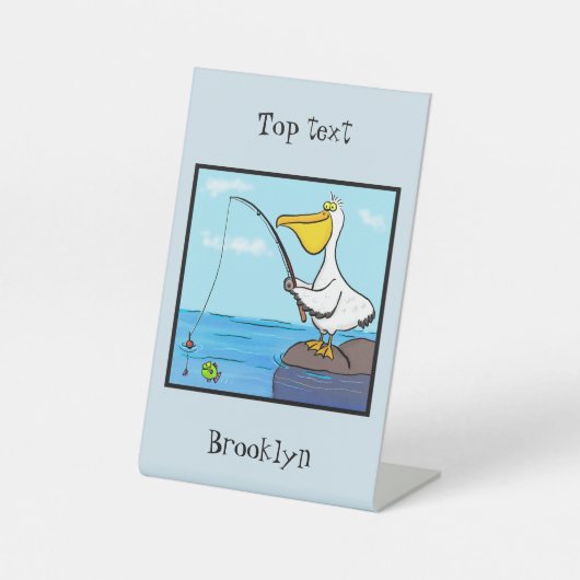 Funny Fish Pelican Cartoon Sockelschild (Vorderseite)