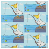 Funny Fish Pelican Cartoon Stoff (Nahaufnahme)