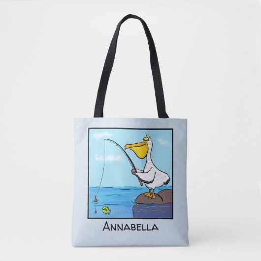 Funny Fish Pelican Cartoon Tasche (Vorderseite)