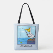 Funny Fish Pelican Cartoon Tasche (Rückseite)