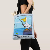 Funny Fish Pelican Cartoon Tasche (Von Nahem)