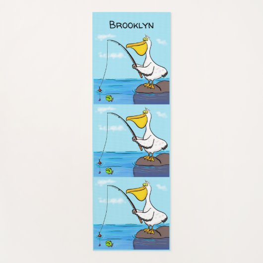 Funny Fish Pelican Cartoon Yogamatte (Vorderseite)