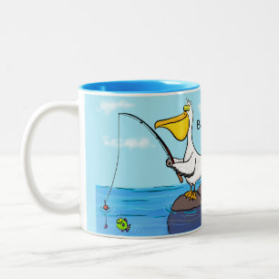 Funny Fish Pelican Cartoon Zweifarbige Tasse