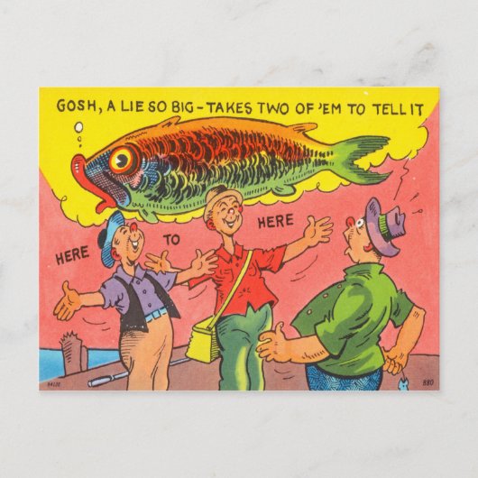 Funny Fish Postcard Fisherman Fishing Cartoon Postkarte (Vorderseite)