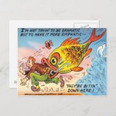 Funny Fish Postcard Fisherman Fishing Cartoon Postkarte (Vorne/Hinten)