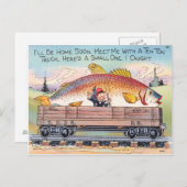 Funny Fish Postcard Fisherman Fishing Cartoon Postkarte (Vorne/Hinten)