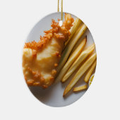 Funny Fish Puff Weihnachten | Fische und Chips Keramik Ornament (Rechts)