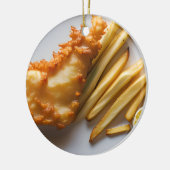 Funny Fish Puff Weihnachten | Fische und Chips Keramik Ornament (Links)