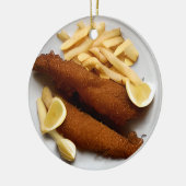 Funny Fish Puff Weihnachten | Fische und Chips Keramik Ornament (Links)