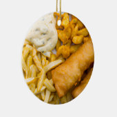 Funny Fish Puff Weihnachten | Fische und Chips Keramik Ornament (Rechts)