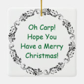 Funny Fish Puff Weihnachten | Fische und Chips Keramikornament (Rückseite)