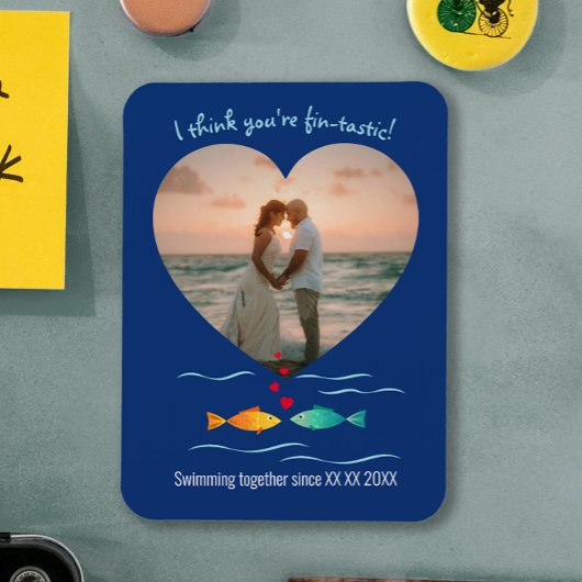 Funny Fish Pun Custom Photo Valentine's Day Magnet