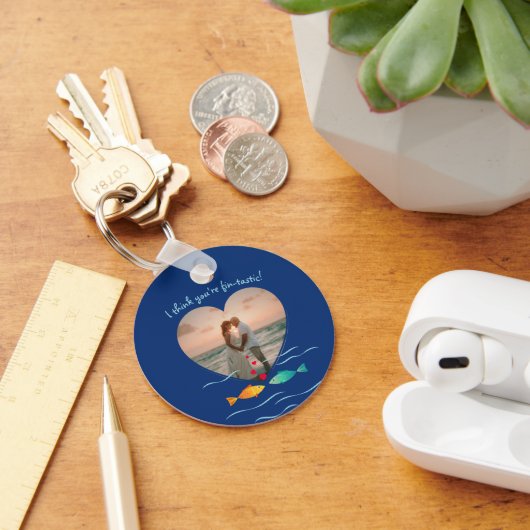 Funny Fish Pun Custom Photo Valentine's Day Schlüsselanhänger (Schreibtisch)