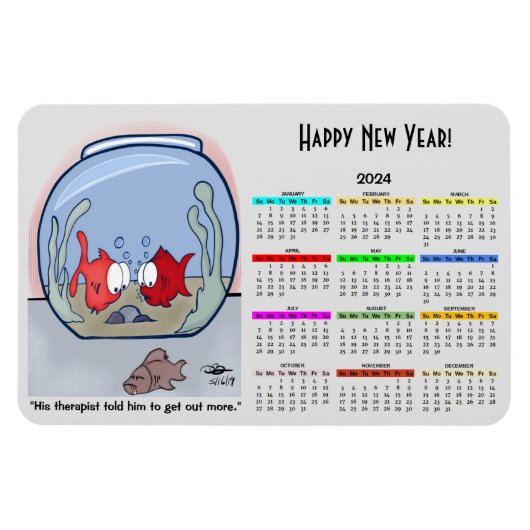 Funny Fish Story 2024 Calendar Foto Magnet (Horizontal)