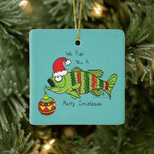 Funny Fish Weihnachtsbass Fischen Niedlicher Carto Keramikornament