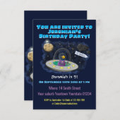 Funny Fish Weltraumschiff Cartoon Illustration Einladung (Vorne/Hinten)