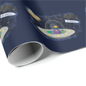 Funny Fish Weltraumschiff Cartoon Illustration Geschenkpapier (Rolleneckpunkt)