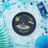 Funny Fish Weltraumschiff Cartoon Illustration Pappteller (Party)