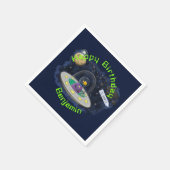 Funny Fish Weltraumschiff Cartoon Illustration Serviette (Ecke)