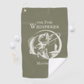 Funny Fish Whisperer Angler Sportsman mit Name Golfhandtuch (Insitu)