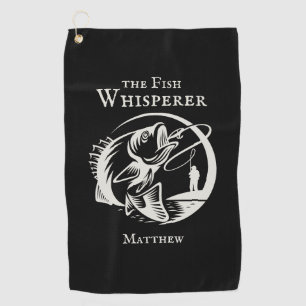 Funny Fish Whisperer Angler Sportsman mit Name Golfhandtuch