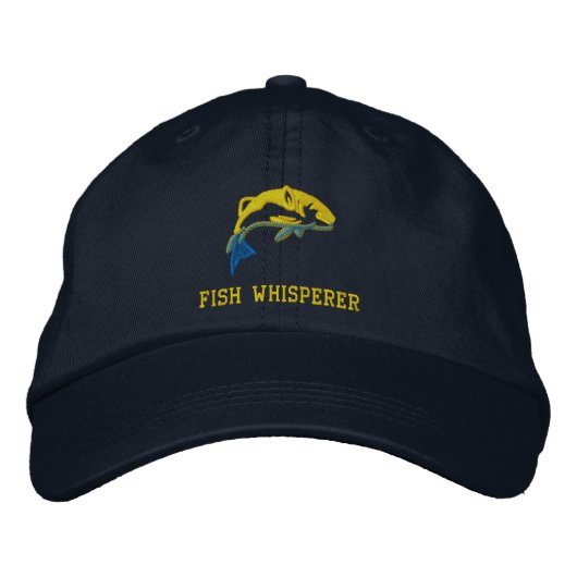 Funny Fish whisperer Fishermans Bestickte Baseballkappe (Vorderseite)