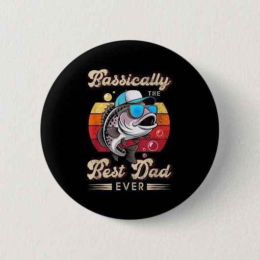Funny Fisherman Best Vater Ever B Fishing Fathers Button (Vorderseite)