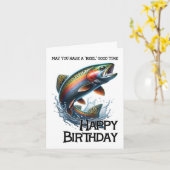 Funny Fisherman Birthday Card with Trout Karte (Gelbe Blume)