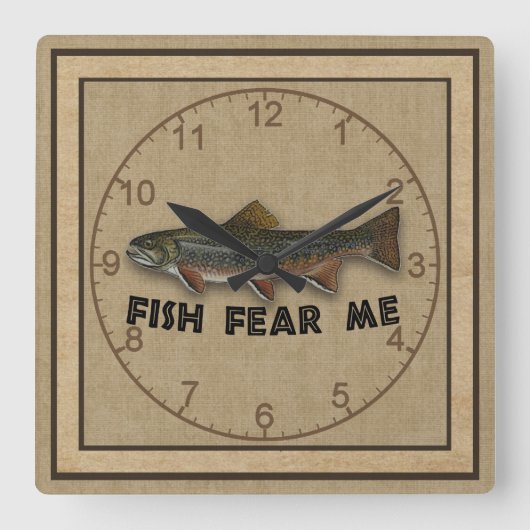 Funny Fisherman Fish Fee Me Quadratische Wanduhr (Vorderseite)