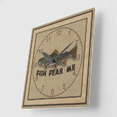 Funny Fisherman Fish Fee Me Quadratische Wanduhr (Winkel)