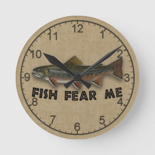 Funny Fisherman Fish Fee Me Runde Wanduhr