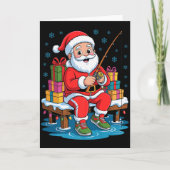 Funny Fisherman Santa Fishing Lovers Christmas Xma Karte (Vorderseite)