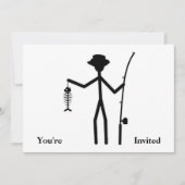 Funny Fisherman Strichmännchen Holding Fisch Knoch Einladung (Vorderseite)