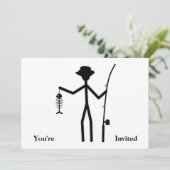 Funny Fisherman Strichmännchen Holding Fisch Knoch Einladung (Stehend Vorderseite)