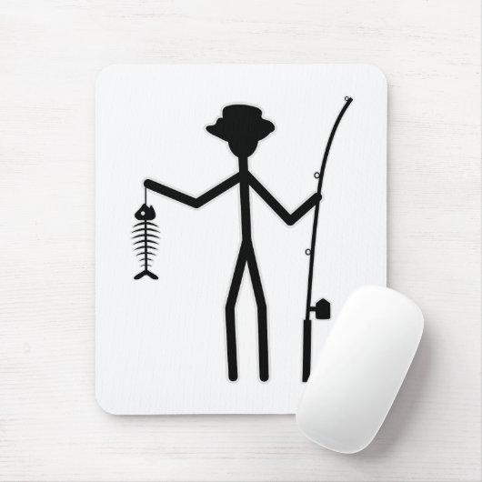 Funny Fisherman Strichmännchen Holding Fisch Knoch Mousepad (Mit Mouse)