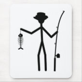 Funny Fisherman Strichmännchen Holding Fisch Knoch Mousepad (Vorne)