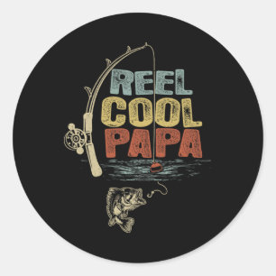 Funny Fisherman Vintag Reel Cool Papa Runder Aufkleber