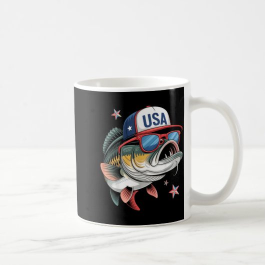 Funny Fishing &amp; Fisherman Gift American Flag  Kaffeetasse (Rechts)