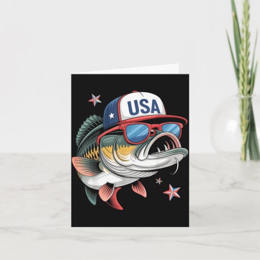 Funny Fishing & Fisherman Gift American Flag Karte (Vorderseite)